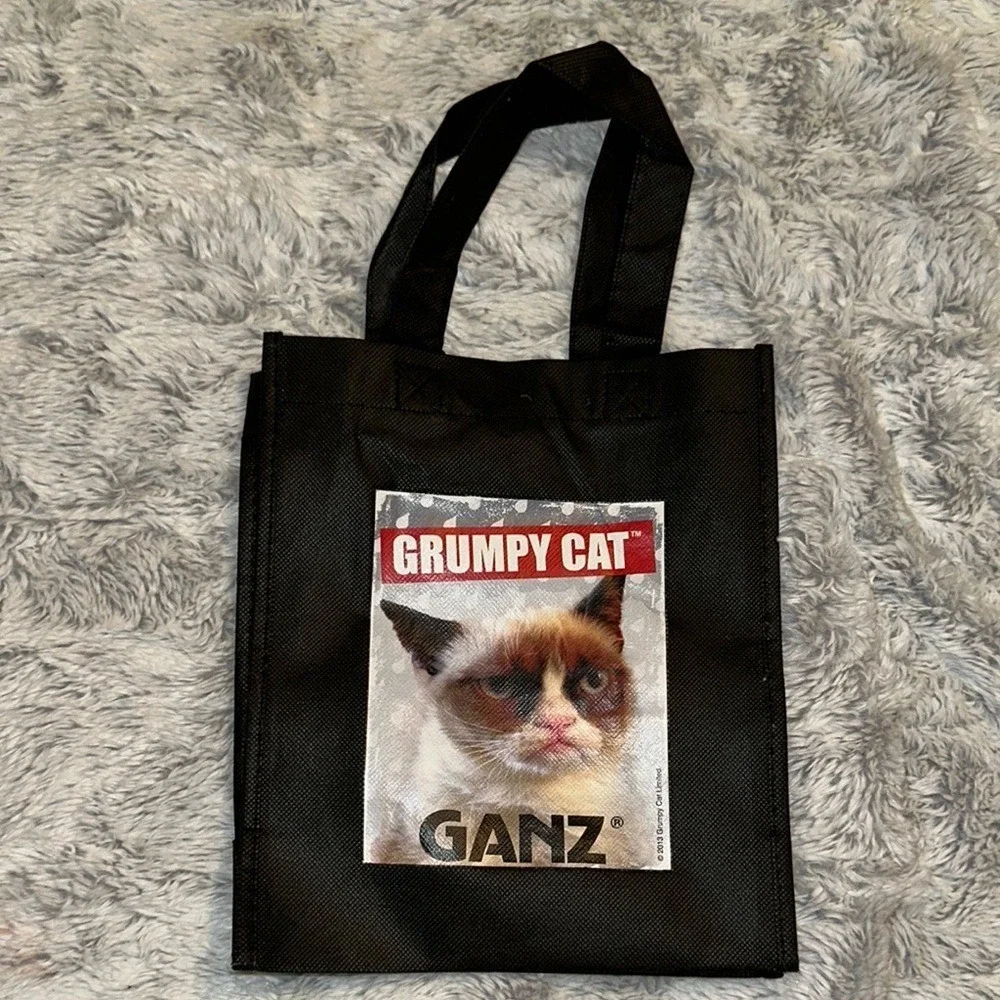 Ganz Grumpy Cat Mini Tote Bag Black Reusable Gift Bag 2013 Meme Collectible 8x10